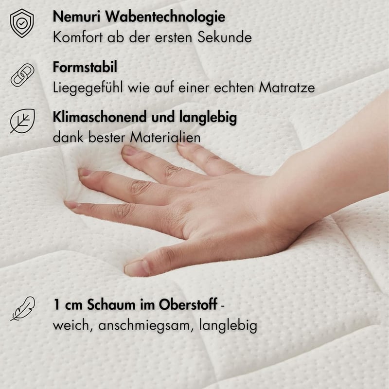 Hochwertige Klappmatratze 100x200 cm mit Kissen für Gäste und Camping