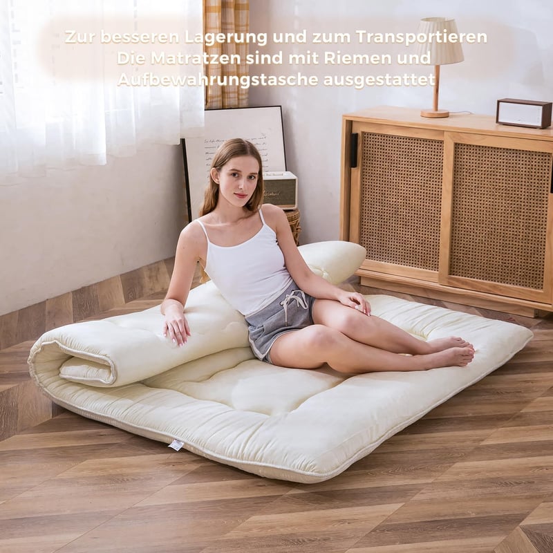 Klappmatratze 90x190 cm – Gepolsterte Futon Matratze für Gäste