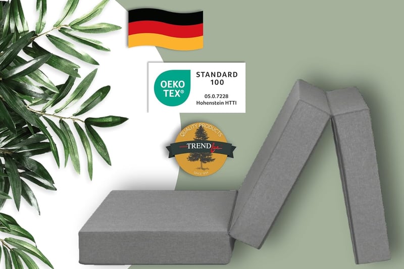 Faltbare Gästematratze XXL mit Tasche, 15 cm Komforthöhe, hellgrau