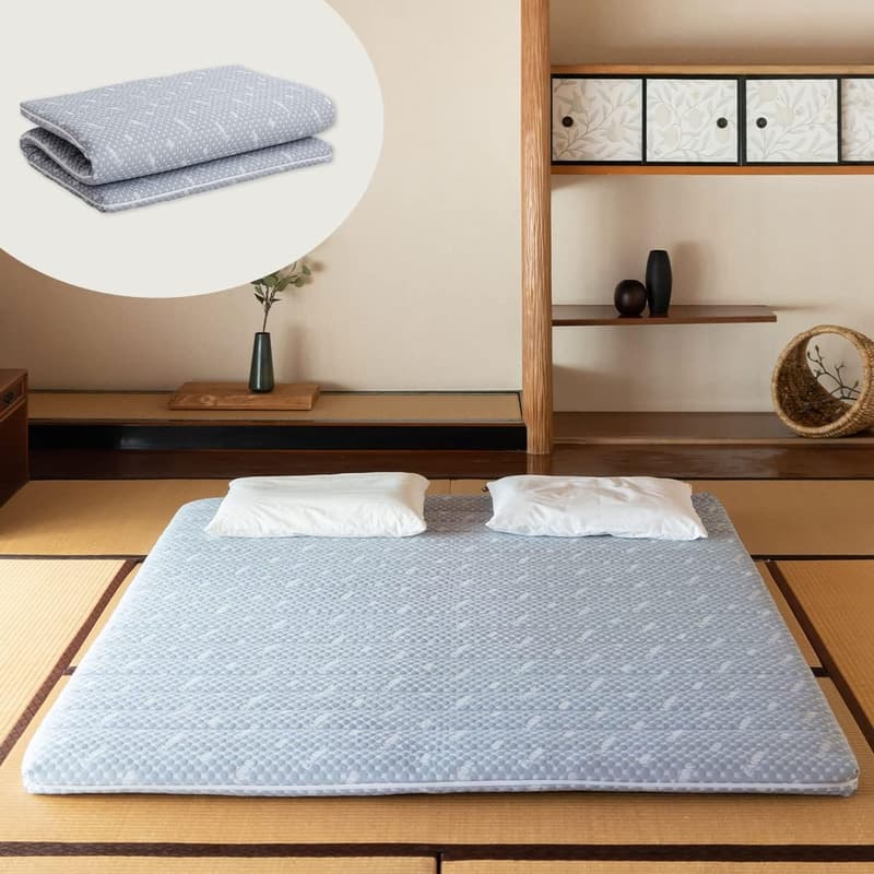Faltbare Hybrid-Futonmatratze 140x195 cm mit waschbarem Bezug, grau