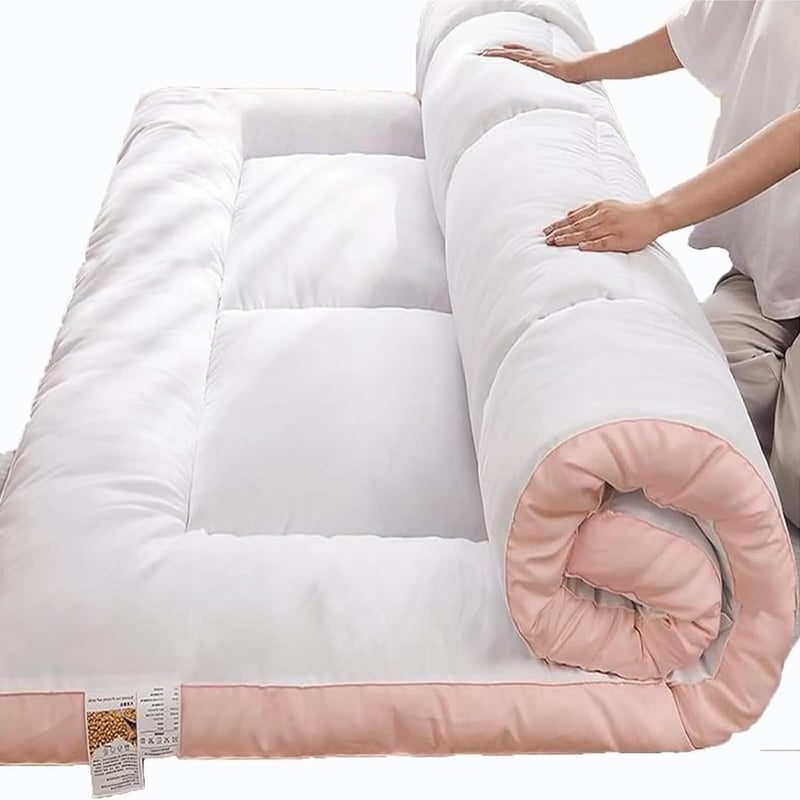 Verdickte tragbare Futonmatratze für Schlafsaal und Camping (weiß, 90 x 200 cm)