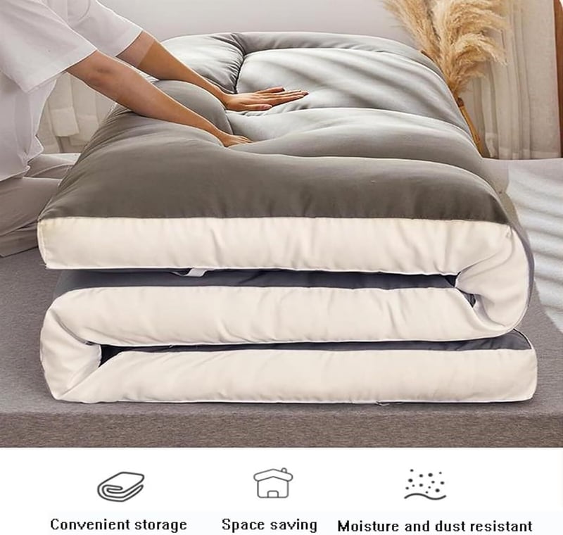 Verdickte tragbare Futonmatratze für Schlafsaal und Camping (weiß, 90 x 200 cm)