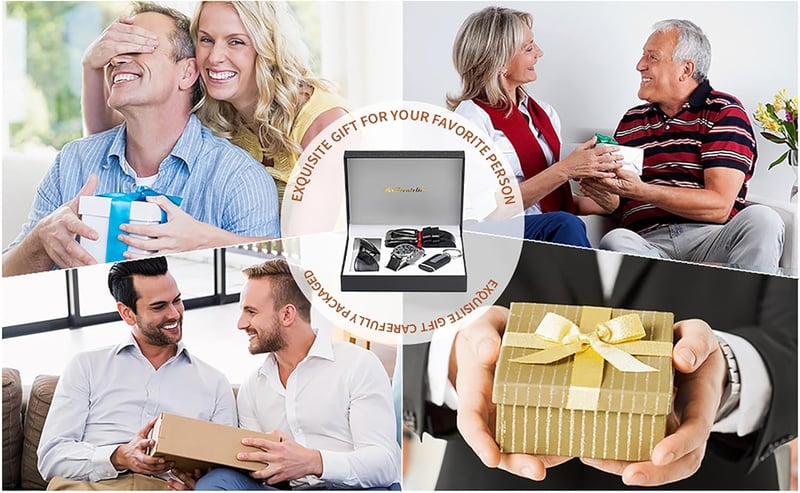 Valentinstag-Geschenkset: Dunkelblaue Quarz-Armbanduhr für Herren