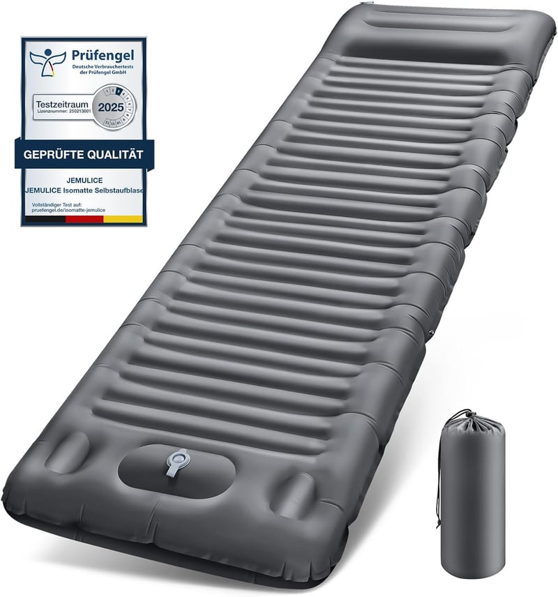 Selbstaufblasende Isomatte 12CM dick mit Fußpumpe und Kissen für Camping