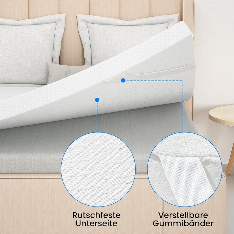 Matratzen Topper 140x200cm aus Gel Memory Foam mit abnehmbarem Bezug