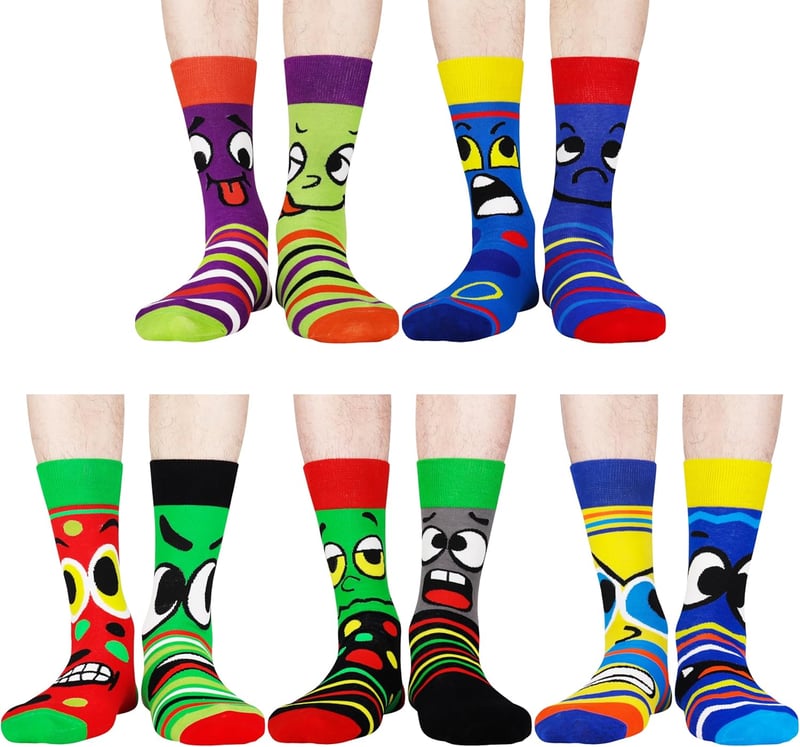 Lustige Socken für Männer, 5 Paar, Größe 43-46, buntes Set