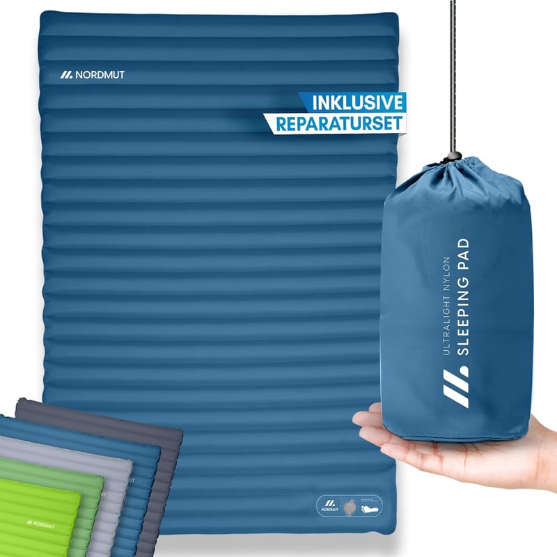 NORDMUT® Selbstaufblasende Isomatte für 2 Personen - 10cm Komfort Campingmatratze