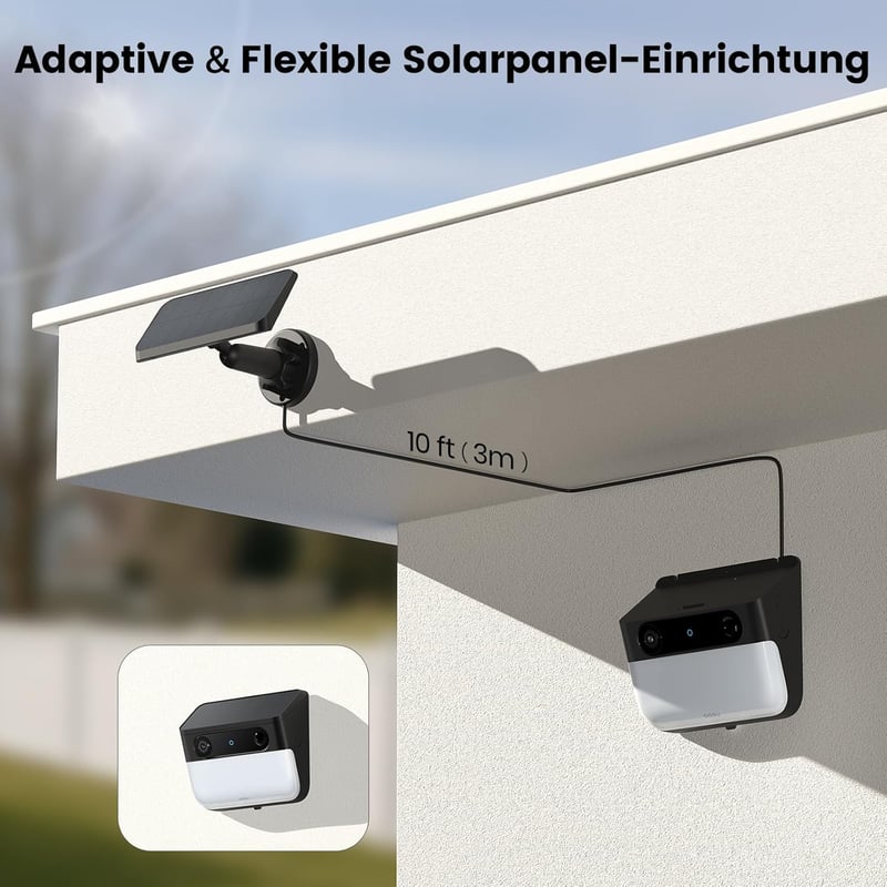 AOSU 3K Solar Außenleuchte mit Kamera und KI-PIR-Erkennung