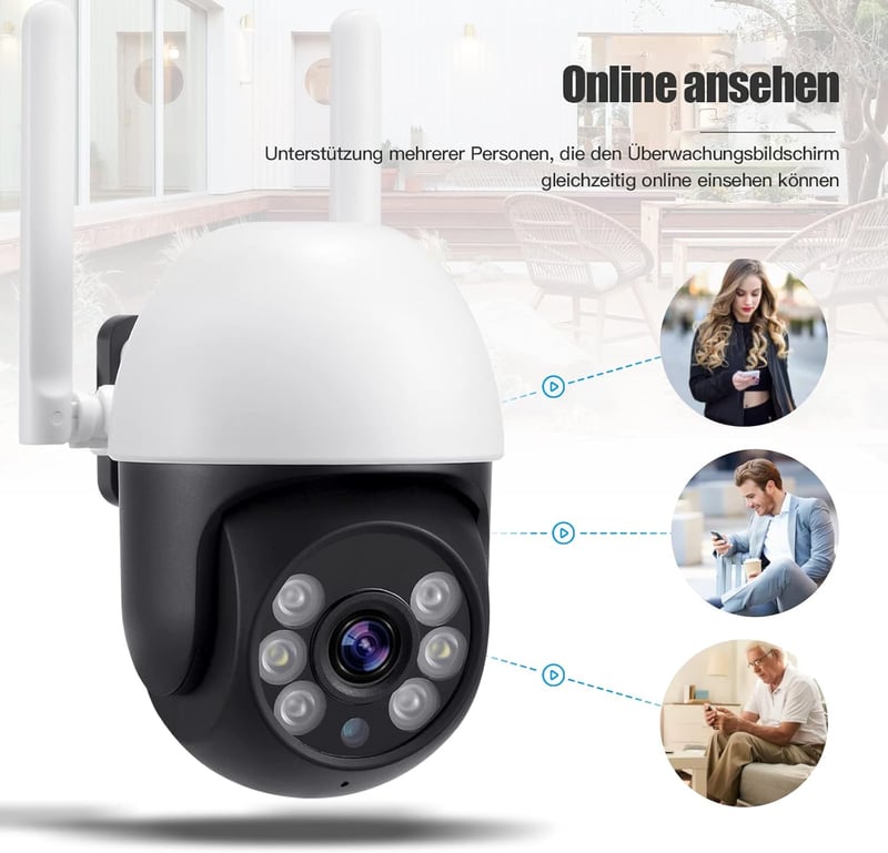 2er Set 2K WLAN Außenüberwachungskamera mit Automatischer Verfolgung