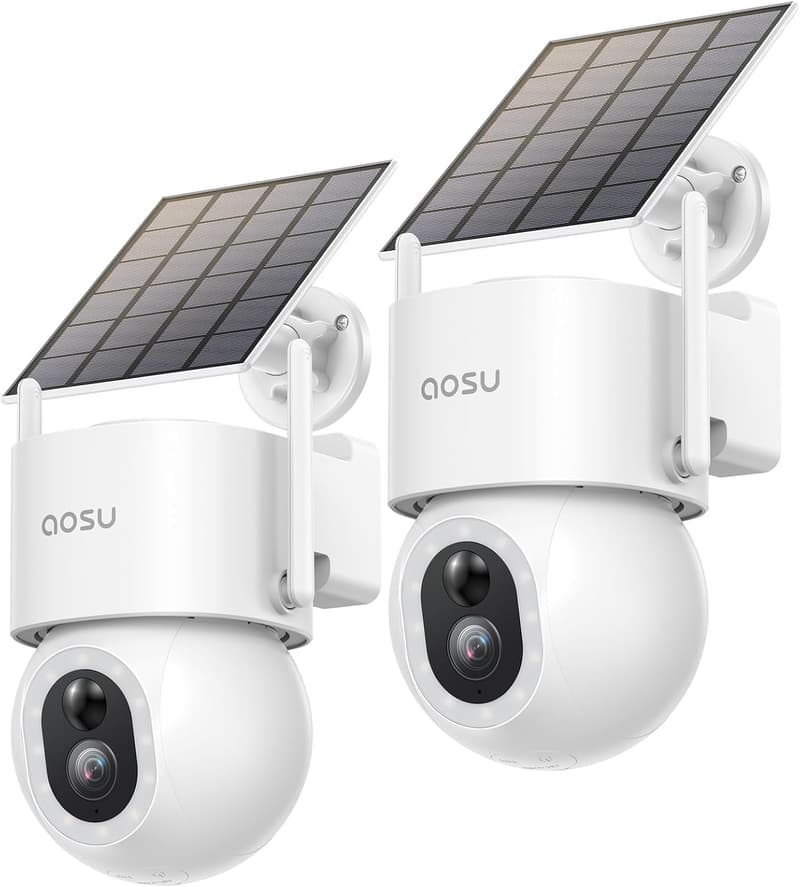 AOSU 3K 5MP Solar-Überwachungskamera für Außen mit 360° PTZ, AI-Personenerkennung und 2-Wege-Audio
