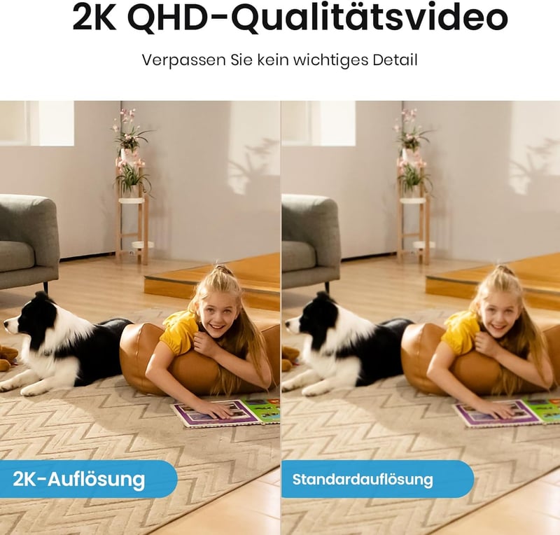 Indoor Überwachungskamera 2K mit Nachtsicht und 360°-Sicht für Familien