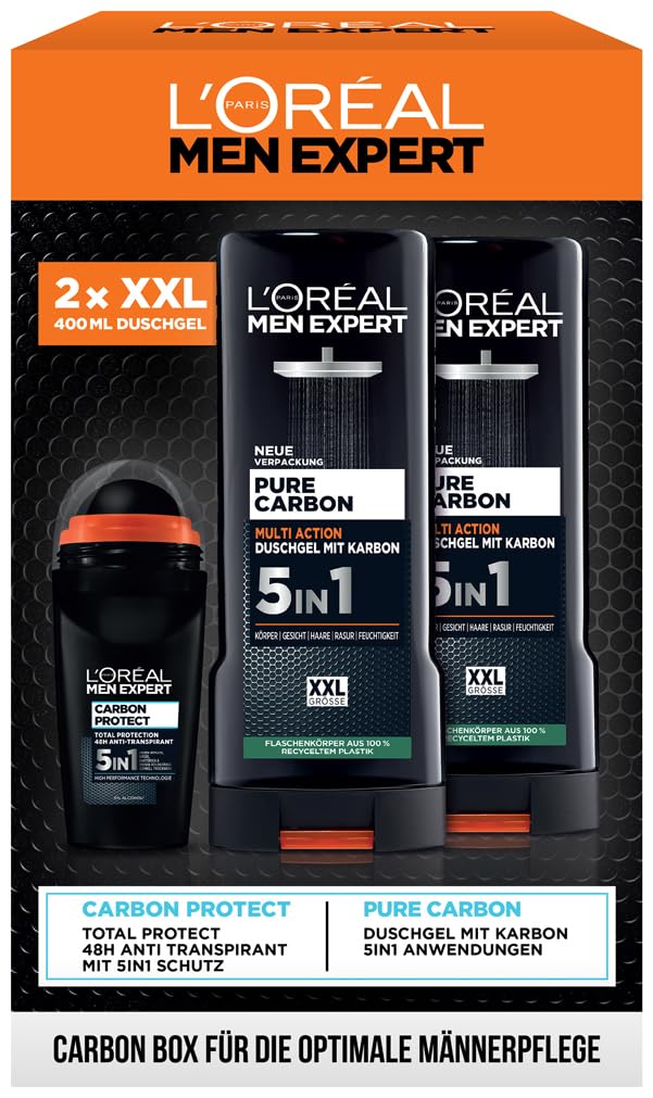 L'Oréal Men Expert Pflegeset für Männer mit 5-in-1 Duschgel und Deo Roll-On