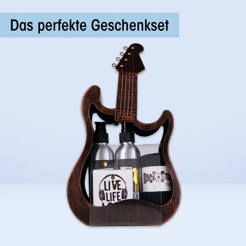 Guitarre-Geschenkset für Männer – Duschgel, Bodylotion, Seife, Handtuch