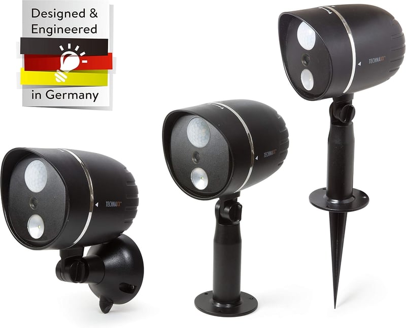 Technaxx TX-106 Überwachungskamera mit LED-Außenlampe, batteriebetrieben, HD, IP65