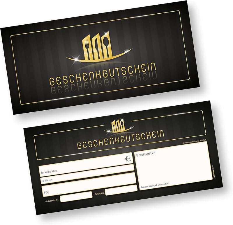 Restaurant Gutscheine (100 Stück) – Einfach Werte eintragen und stempeln