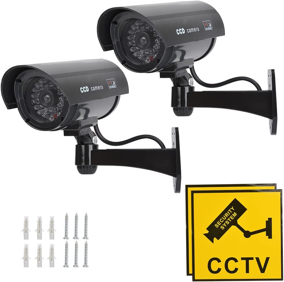 CCTV Dummy Überwachungskamera Set mit Blink-LED – Schwarz