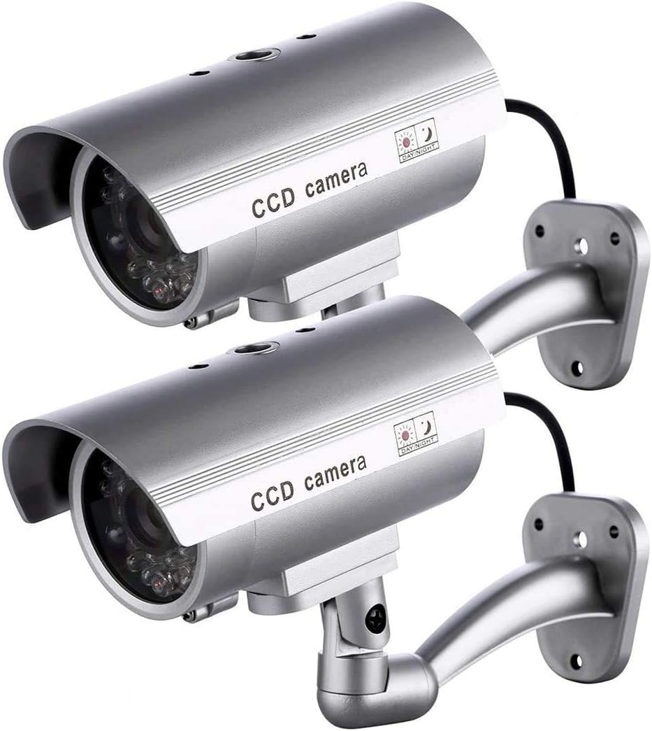 2 Stück LED-Dummy-Kamera mit Wandhalterung für Innen und Außen