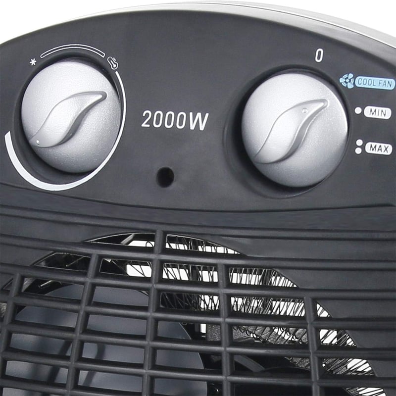 Kompakter Heizlüfter 2000W mit Thermostat und Ventilatorfunktion