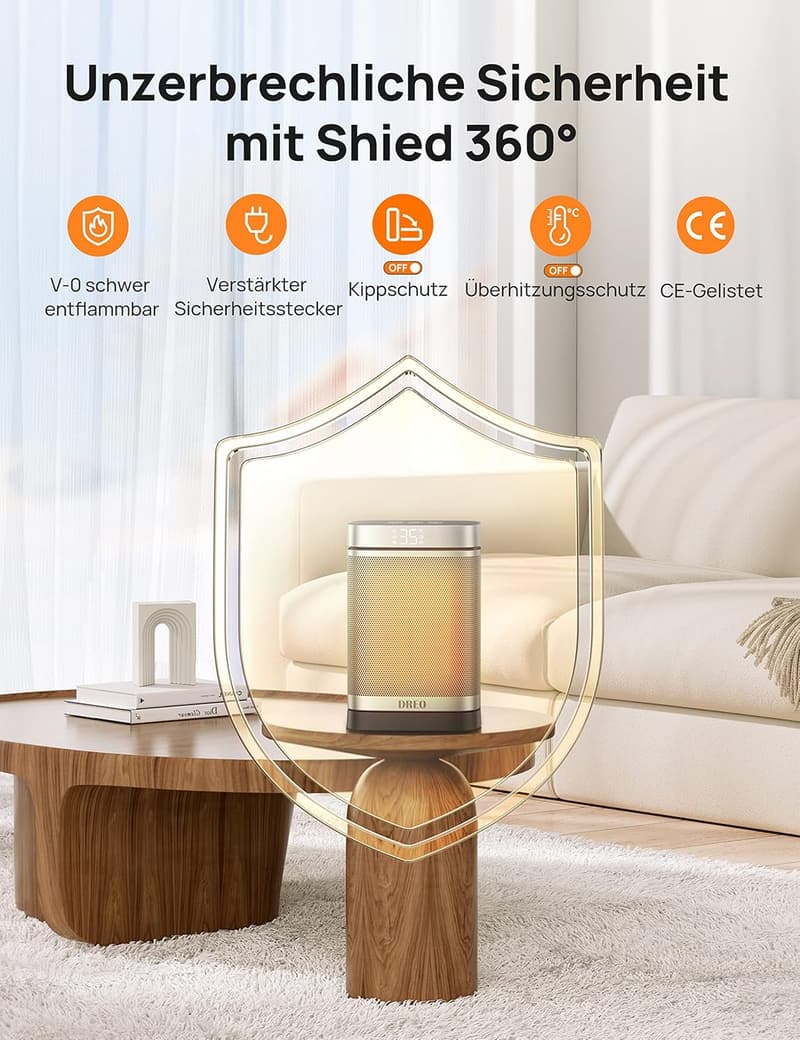 Energiersparende Elektroheizung mit Fernbedienung und 70° Oszillation