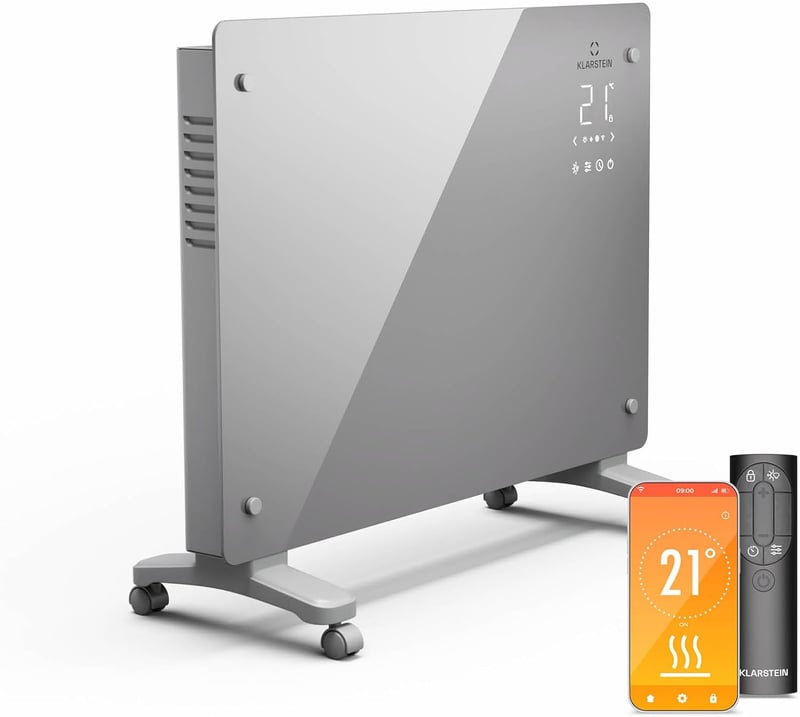 Klarstein Bansin Crystal Smart Konvektorheizung 1500 W, Wandmontage, App-Steuerung