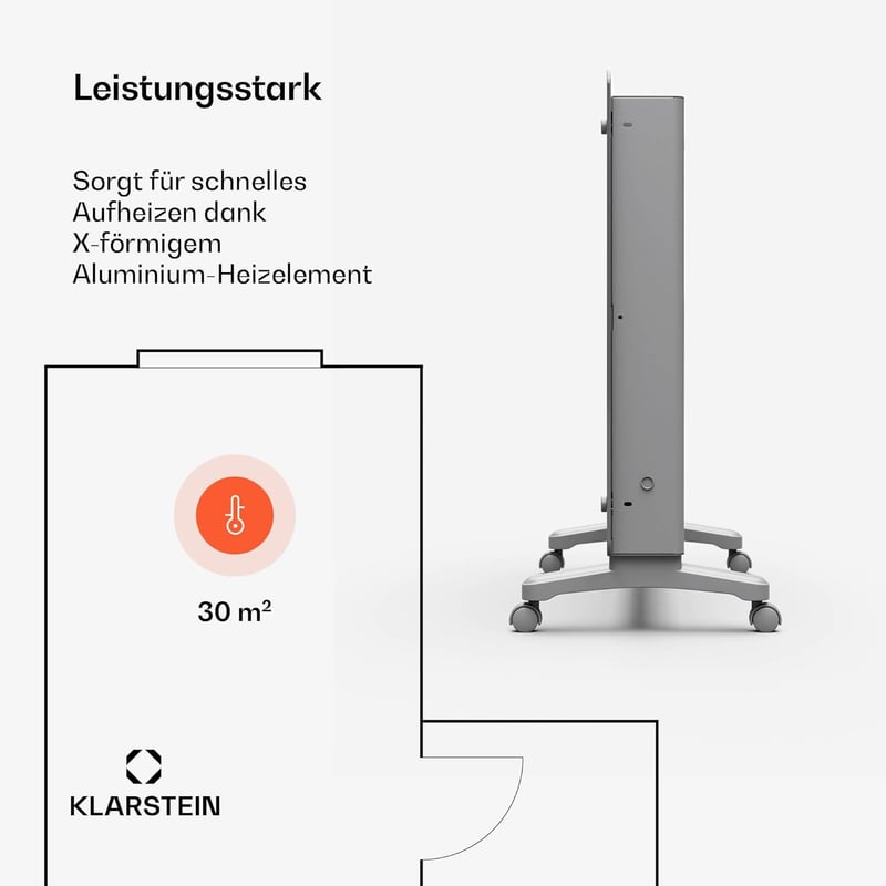 Klarstein Bansin Crystal Smart Konvektorheizung 1500 W, Wandmontage, App-Steuerung