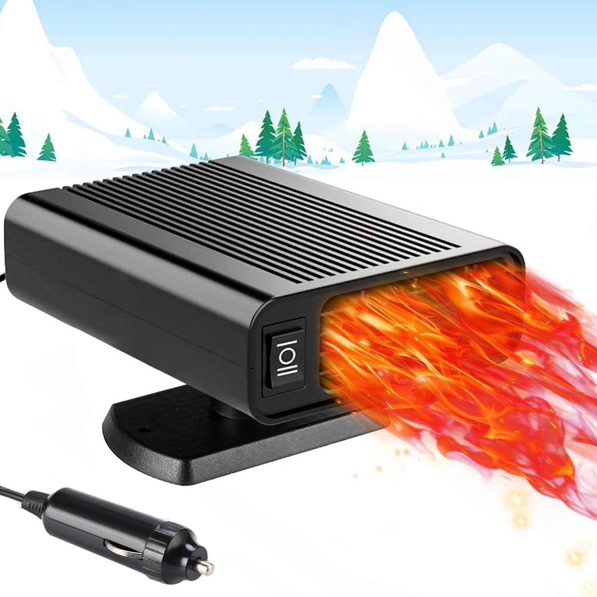 2-in-1 Autoheizung 12V 200W Drehbarer Heizlüfter für Windschutzscheibe