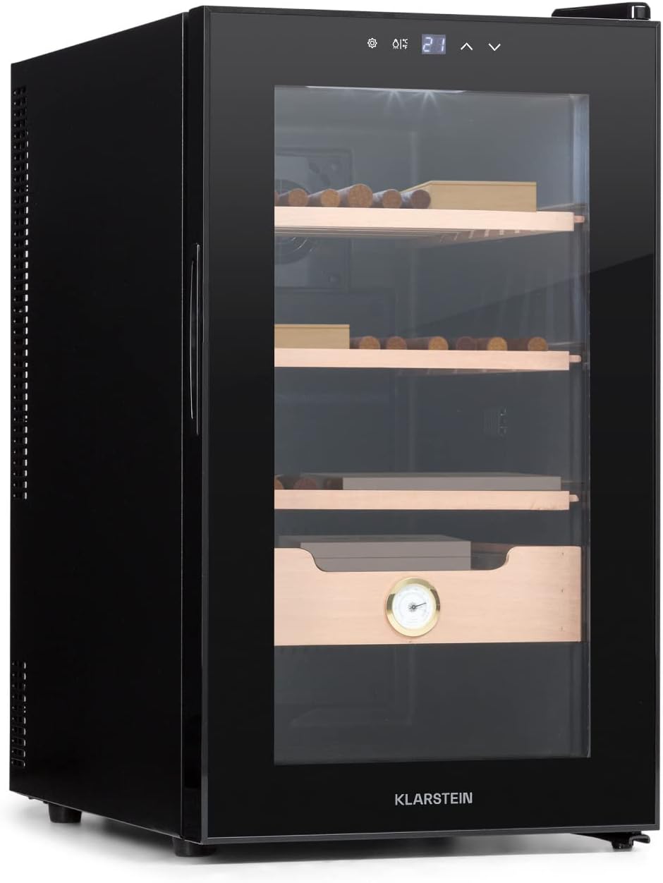 Klarstein El Presidente Zigarrenhumidor – 23L, Zedernholz, hygrometrisch, schwarz