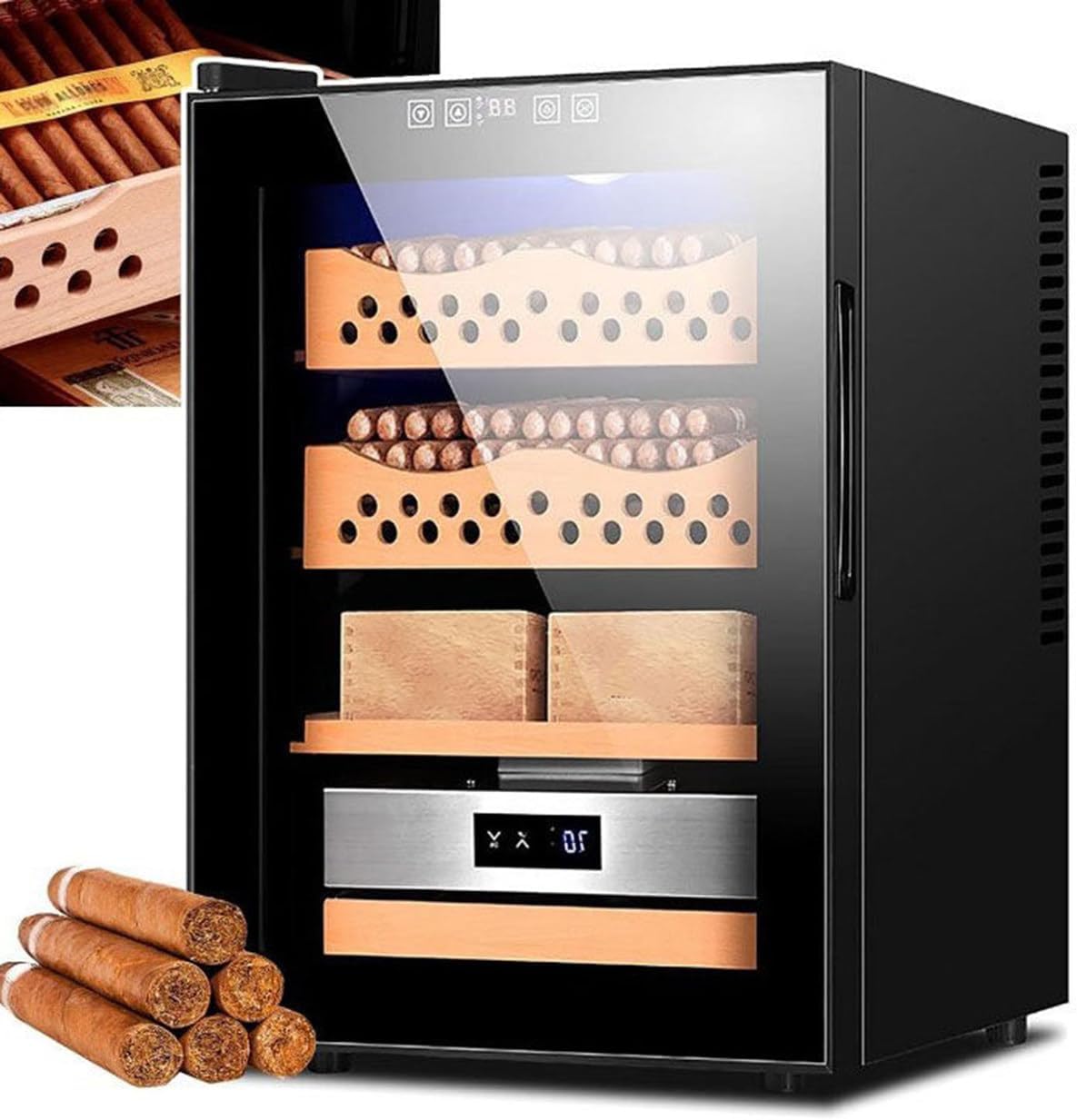 Elektronischer Zigarren-Humidor mit Zedernholz, 4 Schubladen, 11–18 °C