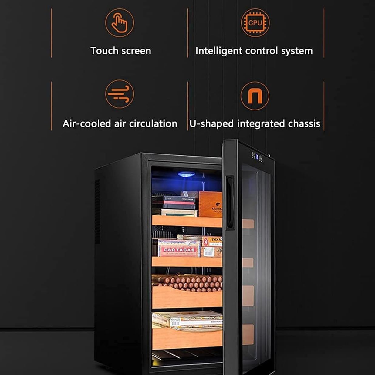 Elektronischer Zigarren-Humidor mit Zedernholz, 4 Schubladen, 11–18 °C