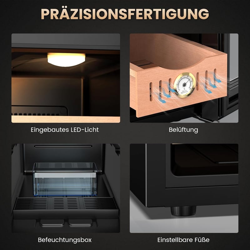 Elektrischer Humidor für Männer mit Kühlung, 26L, 200 Zigarren
