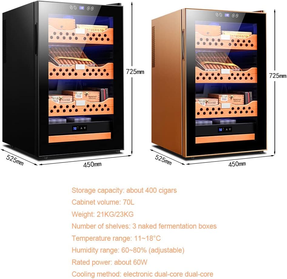 Elektrischer Zigarren-Humidor 70 L mit Zedernholzregal, schwarz