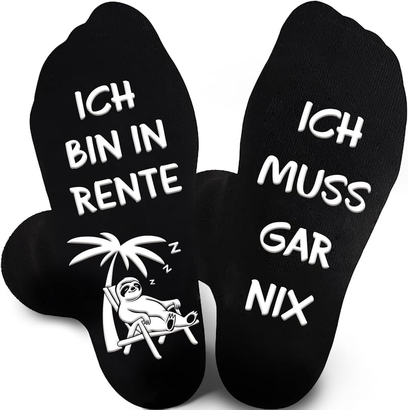 Lustige Socken zum Renteneintritt für Männer und Frauen