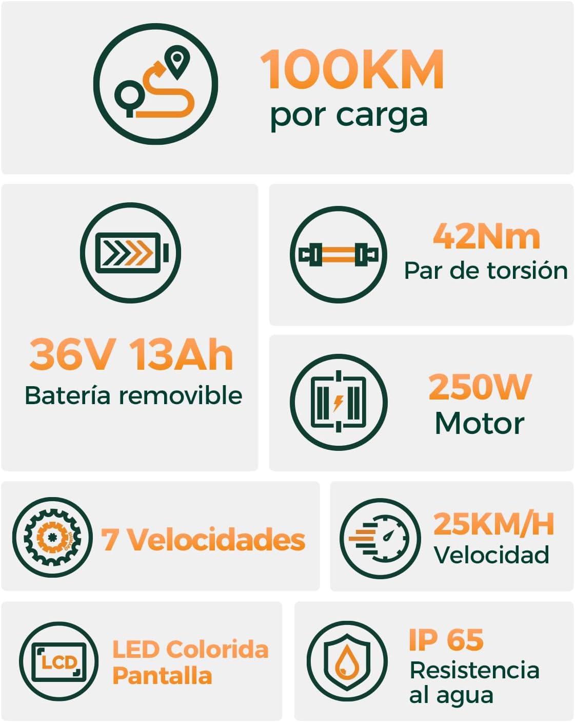 E-Bike für Erwachsene mit 36V Akku, 25 km/h, 7 Gänge, 80-100 km Reichweite