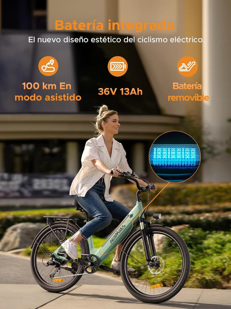 E-Bike für Erwachsene mit 36V Akku, 25 km/h, 7 Gänge, 80-100 km Reichweite