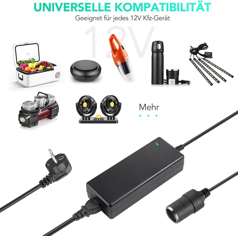 AGPTEK KFZ Spannungswandler 180W, 12V/15A für Kühlbox & Geräte