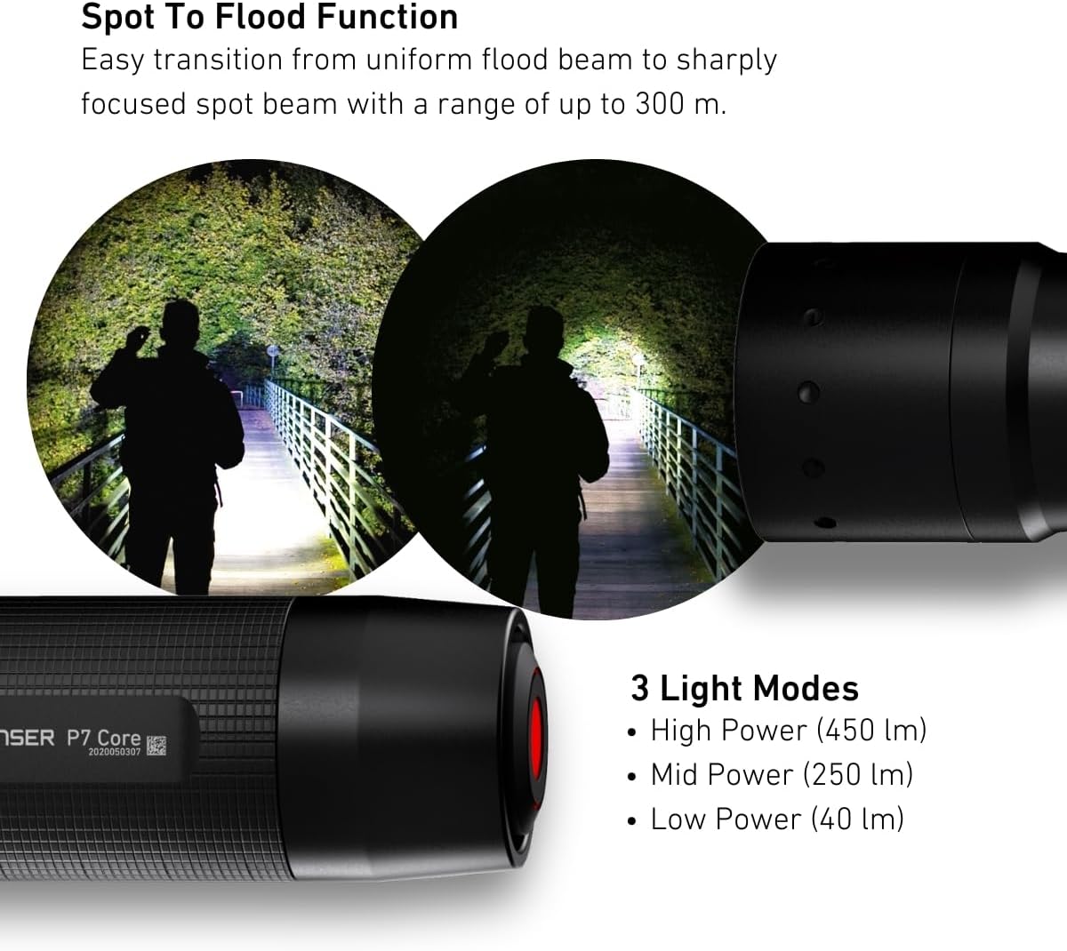 Ledlenser P7 Core LED Taschenlampe, 450 Lumen, fokussierbar, 300m