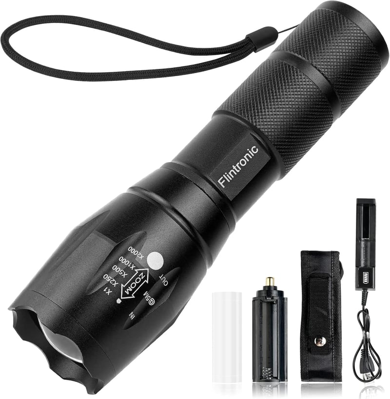 LED Taschenlampe 3000LM, wasserdicht, 5 Modi, taktisch, inkl. Ladegerät und Holster