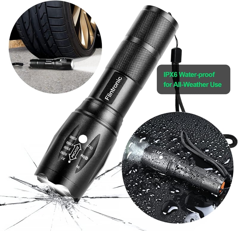 LED Taschenlampe 3000LM, wasserdicht, 5 Modi, taktisch, inkl. Ladegerät und Holster