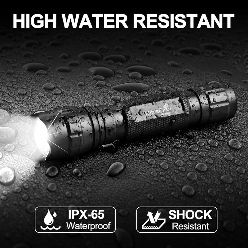 UltraFire Taktische Taschenlampe 1000 Lumen mit Holster und Akku