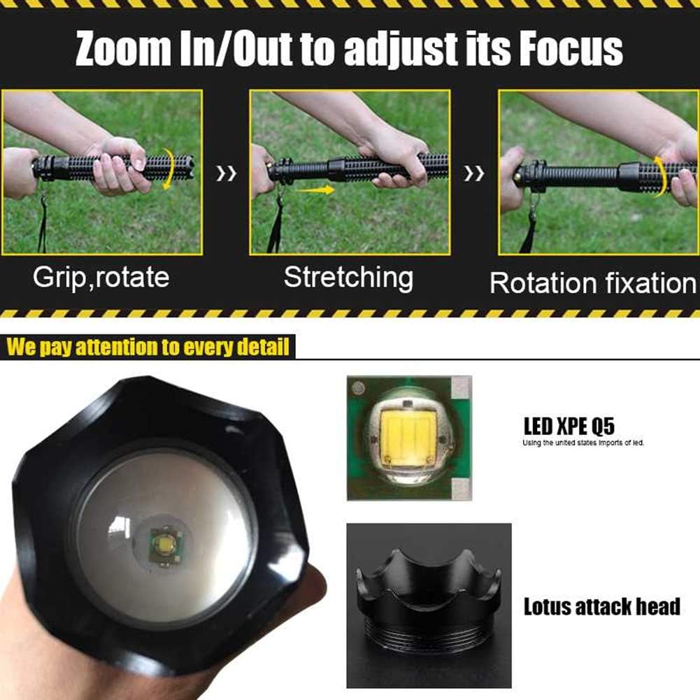 Zoomable LED-Taschenlampe für Selbstverteidigung und Notfälle