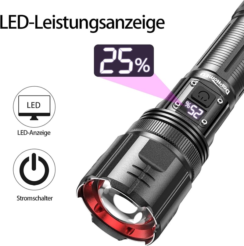 Extrem helle 500000 Lumen LED-Taschenlampe wasserdicht für Camping und Notfälle