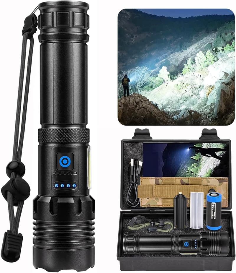LED-Wiederaufladbare Taschenlampe 500000 Lumen, wasserdicht, 7 Modi