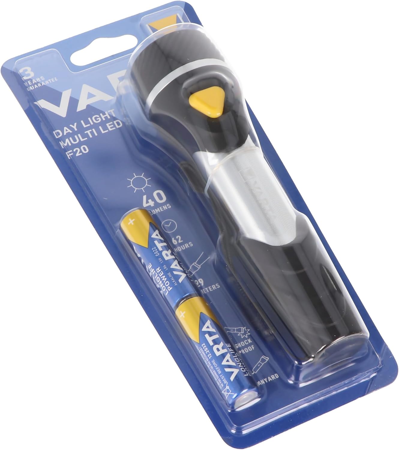 VARTA 9-LED Taschenlampe mit 2 AA Batterien für Haushalt & Outdoor