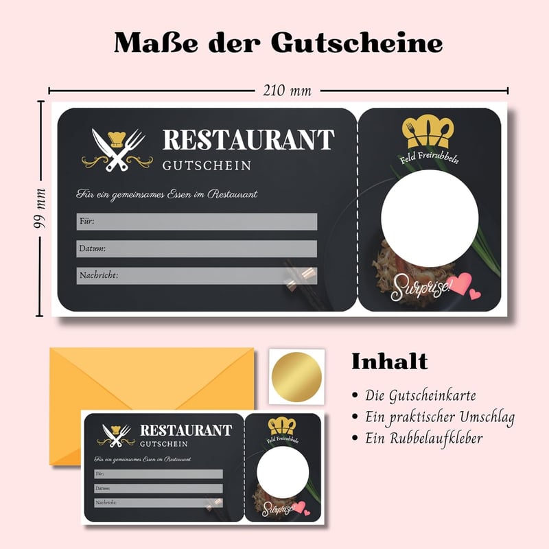 Personalisierte Rubbelkarte für Restaurantbesuch