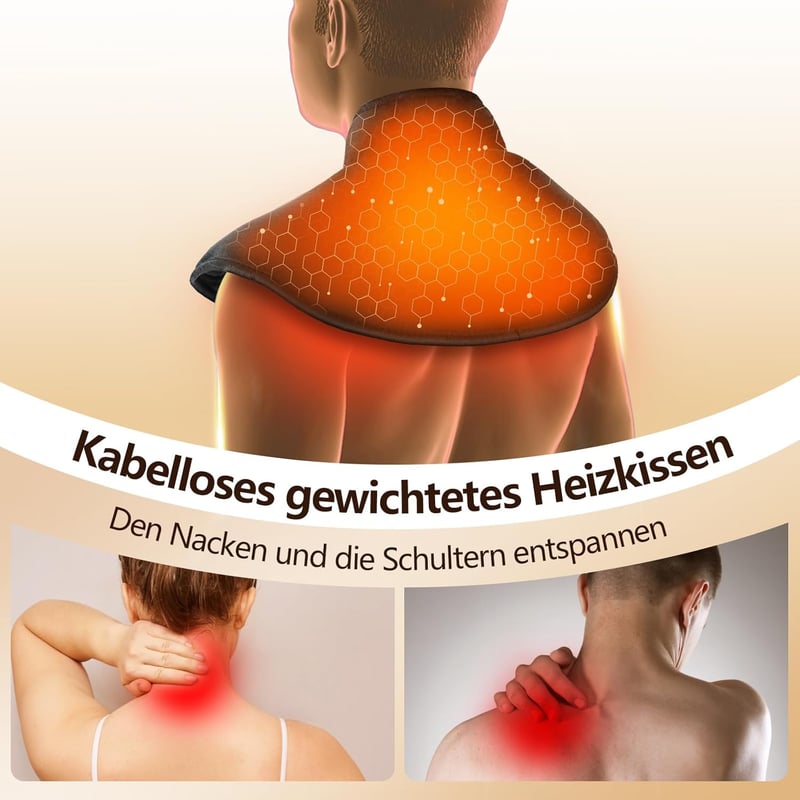 Kabelloses Wärme-Kissen für Nacken und Schulter mit 3 Temperaturstufen