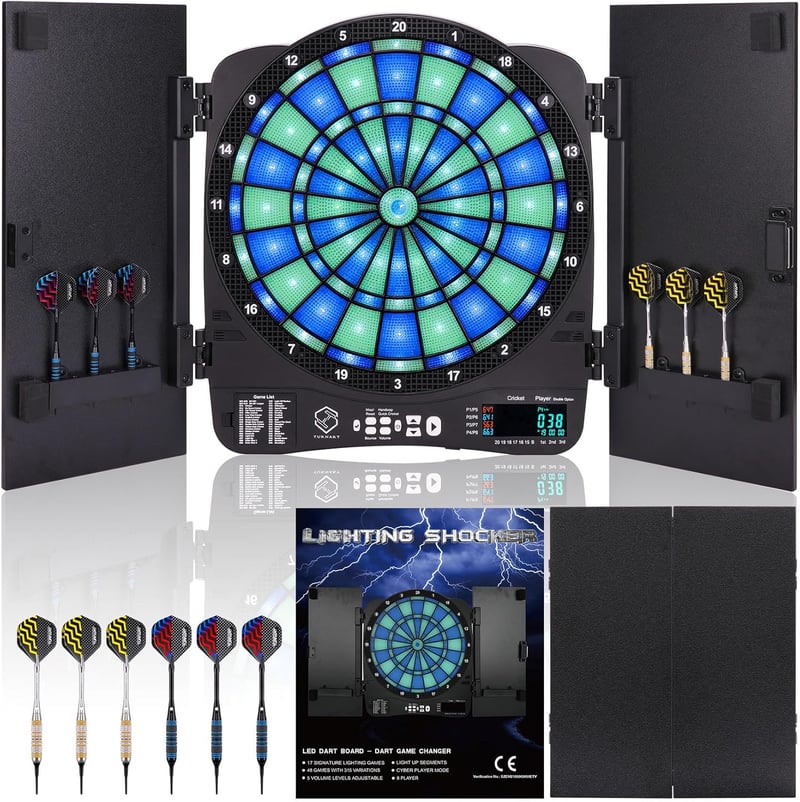 Elektronische Dartscheibe mit LED, inkl. 6 Soft-Dartpfeilen