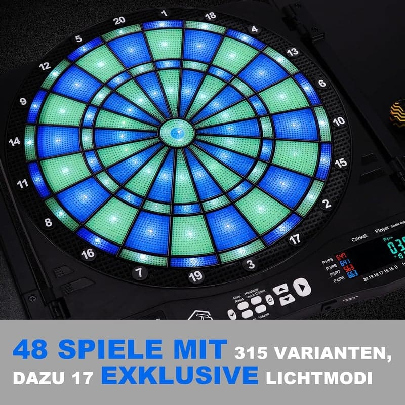 Elektronische Dartscheibe mit LED, inkl. 6 Soft-Dartpfeilen