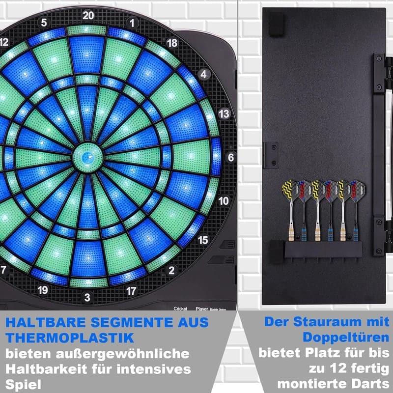 Elektronische Dartscheibe mit LED, inkl. 6 Soft-Dartpfeilen