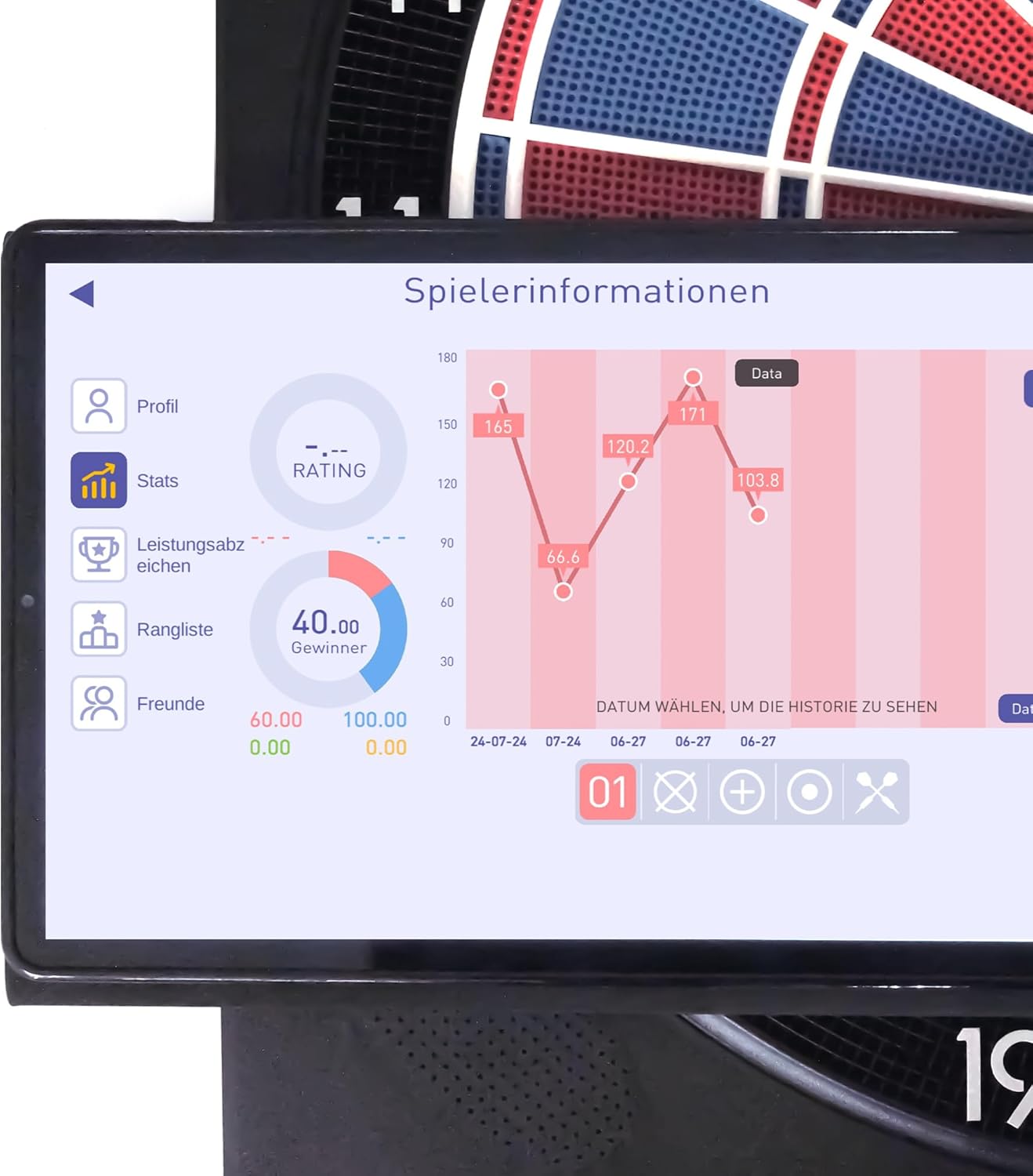 Karella Dartautomat CB-Smart – Elektronisches Dartboard mit Bluetooth und 37 Spielen