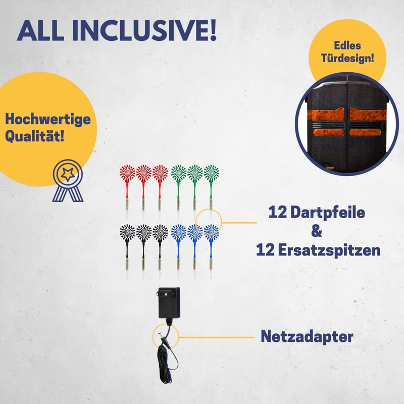 Elektronische Dartscheibe Oxford Evolution mit LED & 12 Pfeilen